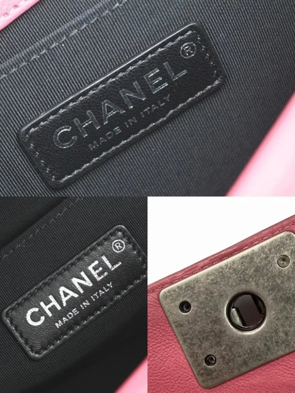 CHANEL CC Boy Chain Shoulder Bag Leather Pink SHW Italy